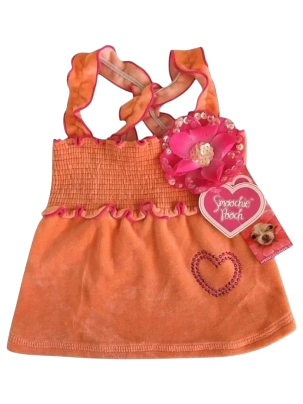 NWT Smoochie Pooch Petco Orange Velour Dog Dress Size S